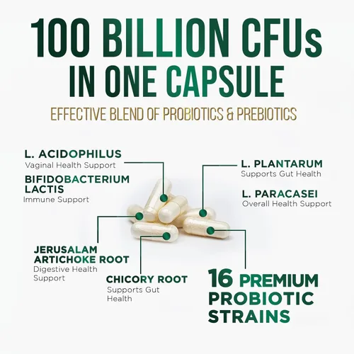 Miniatura 5 de Probióticos 100 mil millones de UFC por porción, 16 cepas probióticas de primera calidad, apoyo inmunológico, salud intestinal, estreñimiento