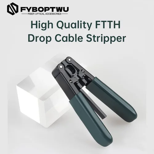 Miniatura 4 de Pelacables de descenso de fibra óptica de 3 piezas para cables de caída FTTH de 0.122 in x 0.079 in, alicates para cable óptico aislado de goma