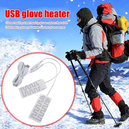 Miniatura 2 de Almohadilla calentadora de guantes eléctricos, almohadilla térmica portátil, almohadilla térmica recargable por USB, forro de guantes de fibra