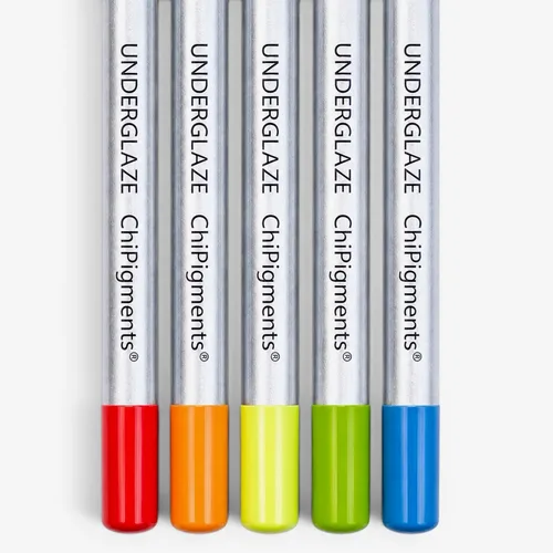 Miniatura 2 de ChiPigments® Brights - Paquete de 5 lápices para cerámica Colores vibrantes • Líneas finas y sombreado • Bisqueware • Greenware • Vidrio fundido