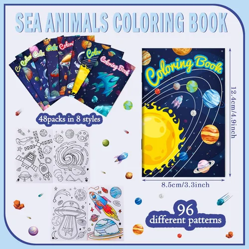 Miniatura 2 de Jutom 48 libros para colorear del espacio exterior a granel para niños y adultos, mini tema espacial astronauta galaxia cohete para el sistema