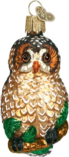 Miniatura 6 de Old World Christmas Wise Old Owl - Adorno de cristal soplado para árbol de Navidad, decoración navideña hecha a mano, colección de búhos