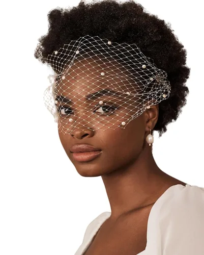Passat Pearl Birdcage Fascinator Hat and Hair Clip - Fiesta de té y velo de boda - Sombrero de píldora Derby - Diadema de jaula de pájaros nupcial