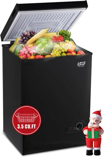 KRIB BLING - Congelador de cofre de 3.5 pies cúbicos con control de temperatura de 7 velocidades (-4°F a 6.8°F), congelador compacto profundo con