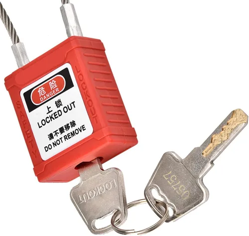 Miniatura 6 de Candado de seguridad, cerradura de cuerda de acero inoxidable con diseño de línea antideslizante y funda PA de nailon, para etiquetado de bloqueo