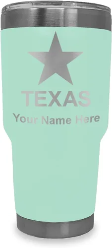 Miniatura 9 de LaserGram Vaso aislado al vacío de 20 onzas, bandera de Texas, grabado personalizado incluido (negro)