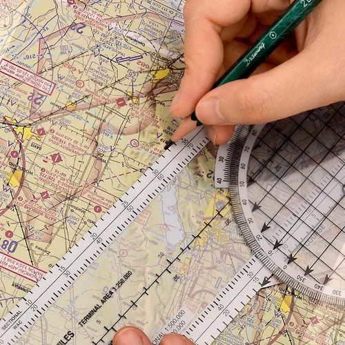 Miniatura 6 de Regla de diapositiva de aviación trazador de aviación con 8 funciones para accesorios de estudiantes piloto trazador de azimut giratorio, gráficos