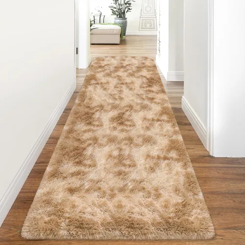Miniatura 110 de Alfombras de pasillo beige de 2 x 6 pies para dormitorio, sala de estar, alfombra de felpa suave y esponjosa, alfombra de pasillo para pasillos