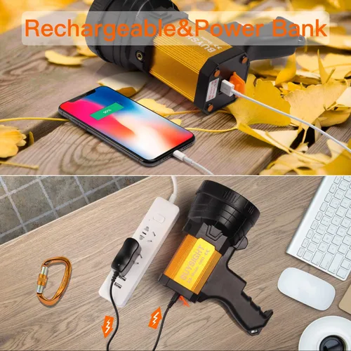 Miniatura 7 de BUYSIGHT Foco recargable, 2000000 lúmenes, luz de mano de alta luz, linterna grande, linterna de mano, linterna ligera y súper brillante