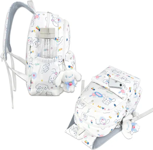 Miniatura 4 de Roffatide Dibujos animados en toda la impresión casual mochila portátil mochila bicicleta viaje senderismo mochila mochila blanco