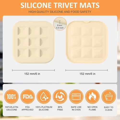 Miniatura 2 de Paquete de 6 salvamanteles de silicona para platos calientes, almohadillas calientes para cocina, salvamanteles para ollas y sartenes calientes