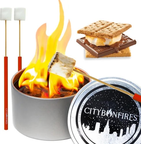 Paquete de Noche de S'Mores de City Bonfire | 1 City Bonfires | Hace 4 S'Mores | Fogata portátil y kit de S'Mores | Compacto | Ligero | 3 a 5 horas