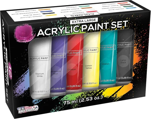 Miniatura 4 de U.S. Art Supply Juego de 12 tubos de pintura al óleo acrílica de 2.5 fl oz, alta opacidad, fuerte fuerza de tintado, pinturas al óleo para pintura