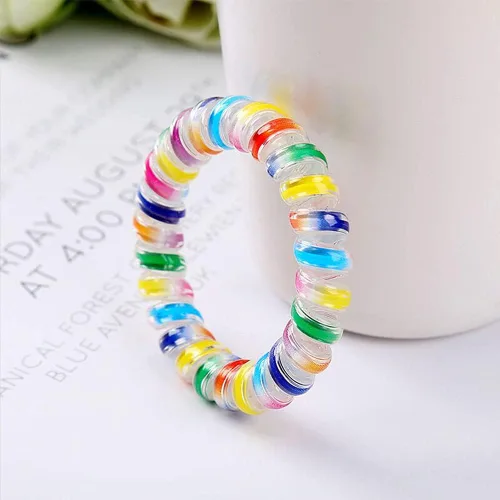 Miniatura 3 de VIOKKO Llavero de la bobina de la muñeca, llavero colorido del estiramiento de la primavera llavero del arco iris espiral de la bobina