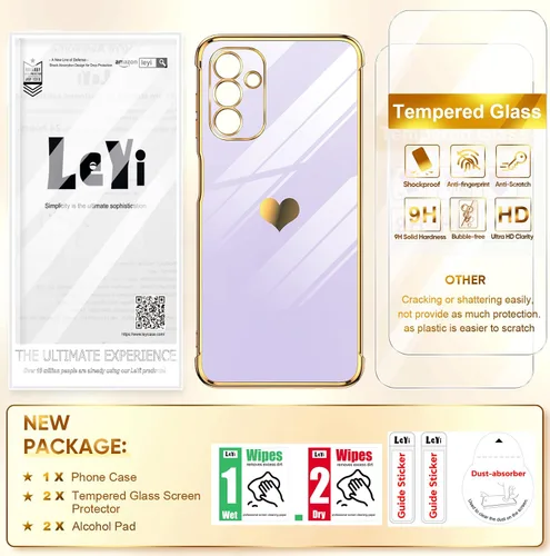 Miniatura 6 de LeYi Funda para Samsung A13 5G: con protector de pantalla de vidrio templado Corazón de Amor [2 piezas] + protección completa de lente de cámara