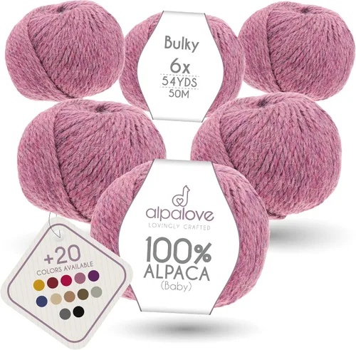Miniatura 48 de Set de Lana Abultada (6 x 50 g) Súper Suave de Alpaca Bebé para Tejer Antracita 300 Metros