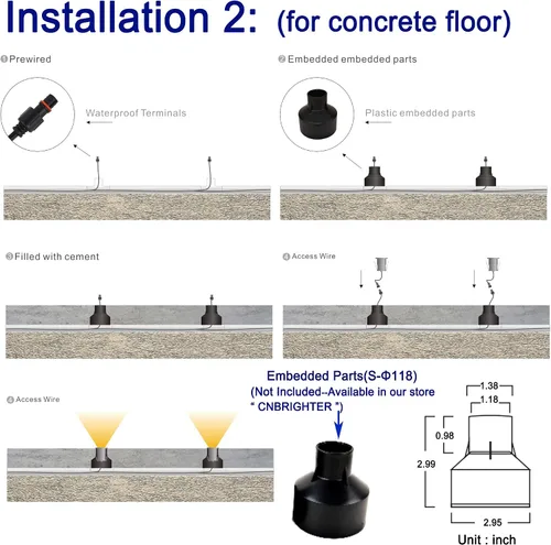 Miniatura 8 de Luz LED para pozo en el suelo, 3 W, 12 V-24 V CC, IP67 impermeable aluminio enterrado lámparas subterráneas, iluminación de paisaje al aire libre