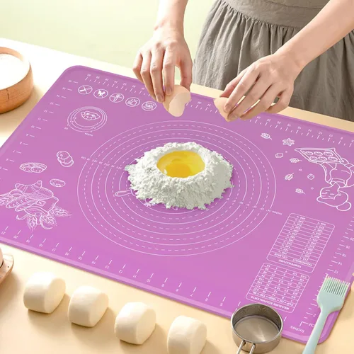 Miniatura 9 de Tapete de Silicona para Hornear de 28" x 20" de Grosor Extra para Amasar con Medidas y Elevación de Bordes, Tapete de Repostería de Silicona