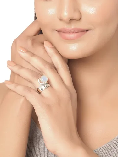 Miniatura 2 de YoTreasure Anillo de plata de ley 925 con piedra lunar de 0.394 x 0.472in