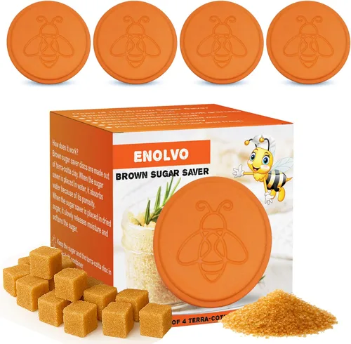 ENOLVO Disco protector de azúcar moreno de terracota, disco para mantener la humedad de los alimentos en un recipiente de almacenamiento,