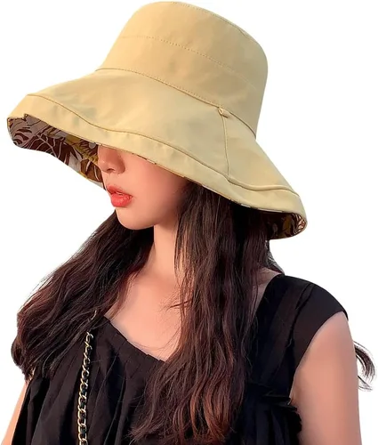 Miniatura 8 de Sombreros reversibles florales para el sol, protección UV, con protección UPF y ala ancha y correa de barbilla para mujer