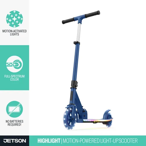 Miniatura 2 de Jetson Kids Jupiter patinete de 2 ruedas con luz LED para niños, luces LED en el manillar, la columna, las ruedas y la plataforma, manillar Azul