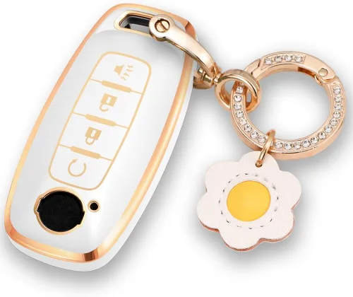 Funda para llavero de coche para Nissan 2023 2024 Kicks 4 botones Ariya Smart Control Remoto Accesorios Blanco