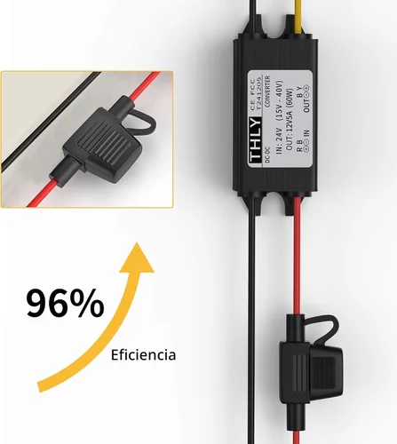 Miniatura 6 de Convertidor de 24 V a 12 V, convertidor descendente CC-CC, convertidor de voltaje de potencia de 5 A 60 W con fusible impermeable, transformador