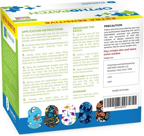 Miniatura 7 de OPTHOPATCH Defined Vision - Parches para ojos para niños, diseño divertido para niños, 30 + 10 vendajes adhesivos extra sensibles de algodón
