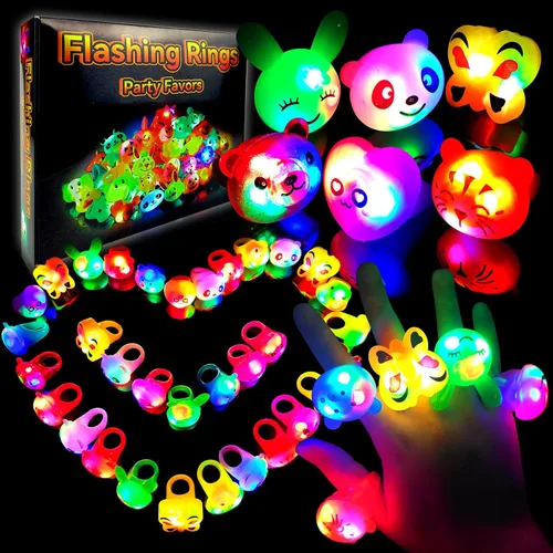 Wakestar - Paquete de 24 Anillos LED Luminosos con Textura Rugosa, Regalos de Fiesta para Niños, Premios en Caja, Juguetes para Cumpleaños,
