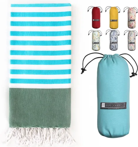 Miniatura 30 de BAY LAUREL Toalla de playa turca con bolsa de viaje, 39 x 71 pulgadas, de secado rápido, sin arena, ligera, grande, toallas de gran