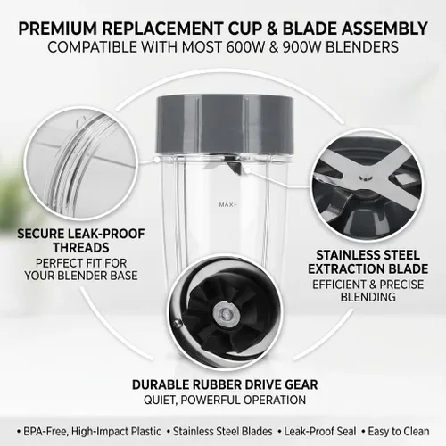 Miniatura 3 de Piezas de repuesto para licuadora Nutribullet de 24 oz y juego de repuesto de cuchilla con cuchilla extractora para licuadora Nutri Bullet 600w 900w