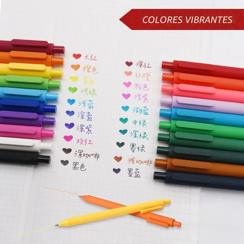 Miniatura 7 de Kaco PURE - Bolígrafos de gel de colores surtidos, 20 piezas, 0.7 mm, punta media, bonitos artículos de papelería estéticos para tomar notas y hacer