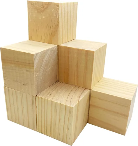 Miniatura 9 de MUXGOA Cubos de madera, paquete de 100 bloques de madera sin terminar para manualidades, bloques cuadrados de madera de 3/4 pulgadas