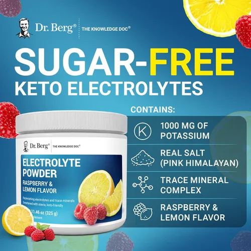 Miniatura 7 de Dr. Berg Zero Sugar Hydration Keto Electrolyte Powder - Mejorado con 1000 mg de potasio y sal rosa real del Himalaya (no sal de mesa) – Suplemento