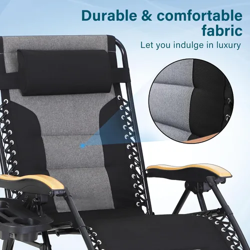 Miniatura 6 de MFSTUDIO Zero Gravity - Juego de 2 sillas de gran tamaño para exteriores, sillas antigravedad para exteriores, silla plegable ajustable con soporte