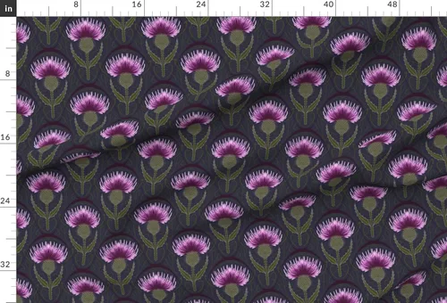 Miniatura 2 de Spoonflower Fabric - Thistle Scottish Scotland National Flower Purple Prickly Thorn Night Printed on Chiffon Fabric Fat Quarter - Sewing Fashion