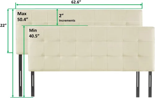 Miniatura 2 de Naomi Home Jessenia - Cabecera capitonada ajustable tapizada de lino con superficie acolchada, soporte de pared o marco de cama, color crema