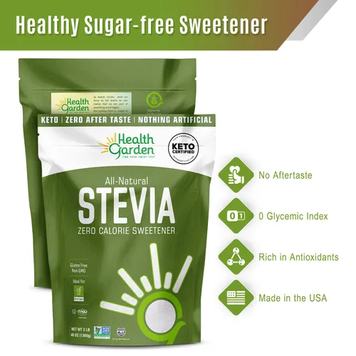 Miniatura 4 de Health Garden Edulcorante en polvo de stevia - Todo natural - Kosher - Sin gluten y azúcar - Apto para dieta cetogénica (12 onzas)