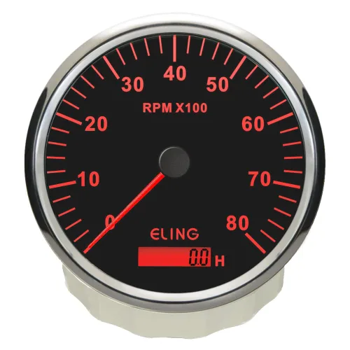 Miniatura 2 de ELING Tacómetro de motor de 4.331 in 0-8000 RPM Fueraborda Tacho RPM Gauge con medidor de horas para motor de gasolina 12V 24V con retroiluminación
