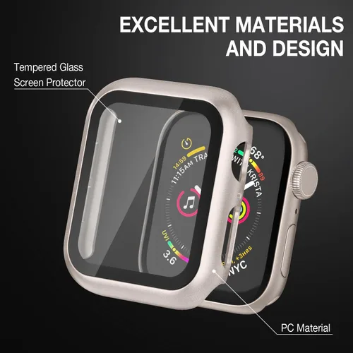 Miniatura 5 de Adepoy Paquete de 8 fundas con protector de pantalla de vidrio templado compatible con Apple Watch SE3 SE2 SE Series 6/5/4 de 1.575 pulgadas