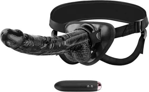 Consolador Vibratorio Realista con Arnés Portátil con Vibrador de Bala, Estimulador de Punto G de Silicona Desmontable, Masajeador Vaginal