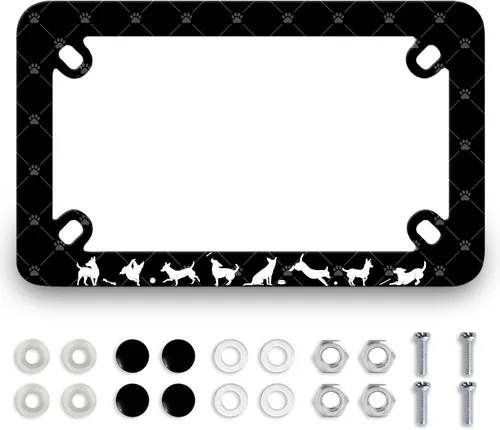 Miniatura 12 de Marco de matrícula para motocicleta con bandera de Estados Unidos, portaplaca de acero inoxidable negro, accesorio para motocicleta con bandera
