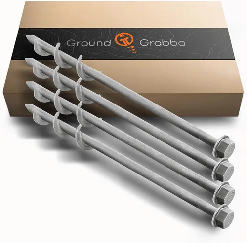 Miniatura 5 de GROUNDGRABBA Kit de tornillos de anclaje de tierra – 2 anclajes de tierra de 1 pie resistentes para vientos fuertes Kit de anclaje de tierra