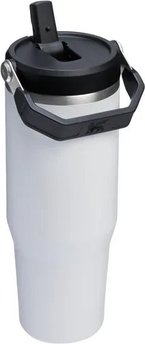 Miniatura 3 de STANLEY IceFlow 2.0 - Vaso con pajilla abatible con asa, 30 onzas, tapa giratoria y popote abatible, botella de agua a prueba de fugas, acero Tiza