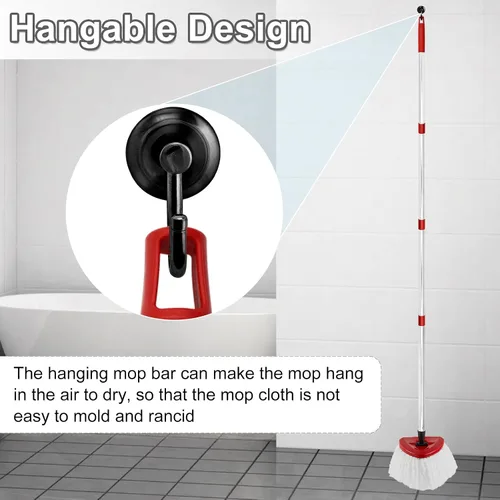 Miniatura 8 de Reemplazo del mango de trapeador giratorio de 4 secciones, (30 a 58 pulgadas), mango de acero inoxidable fácil de instalar, resistente a