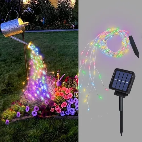 Miniatura 9 de Guirnalda de luces solares para exteriores, 8 modos, 220 luces LED, multihebra, impermeable, regadera, guirnalda de luces para jardín, patio, árbol