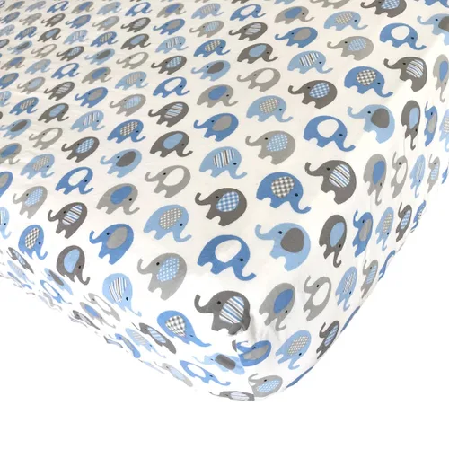 Miniatura 3 de Vera Elephant - Sábana bajera ajustable para cuna (100 % algodón puro, color gris azul)