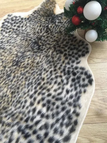 Miniatura 9 de Alfombra de piel sintética con estampado de leopardo, alfombra de piel de vaca para oficina, sala de estar, dormitorio, antideslizante, decoración