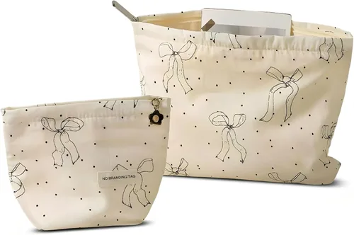 Miniatura 18 de HAPPYHEIDI Bolsa de maquillaje estética para mujer con compartimento para accesorios con cremallera para cosméticos, viajes, organizador de bolsos